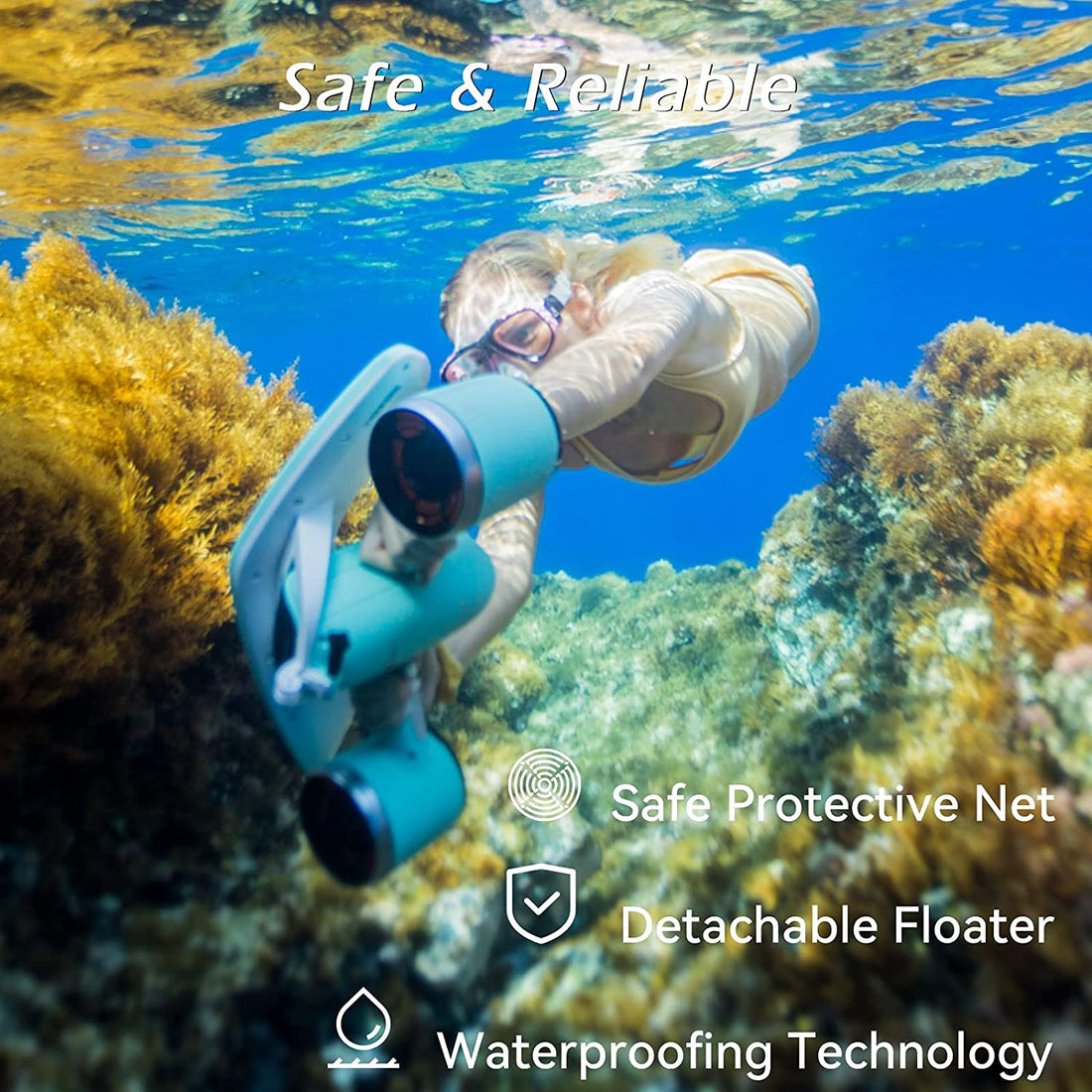 Sublue, Underwater Scooter , Compass and Camera Mount, Motor Scooter for Adults & Kids, Smart Scooter, Diving, Snorkeling, Blue