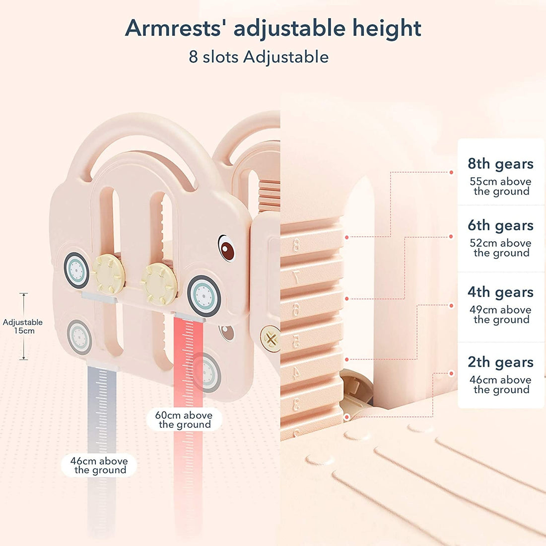 EALING BABY Kids Indoor Sofa Slide Stair Slide Attachment to Toddler Bed and Nugget Couch, Best Accessory to Toy Playground and Bedroom, Pink and Blue