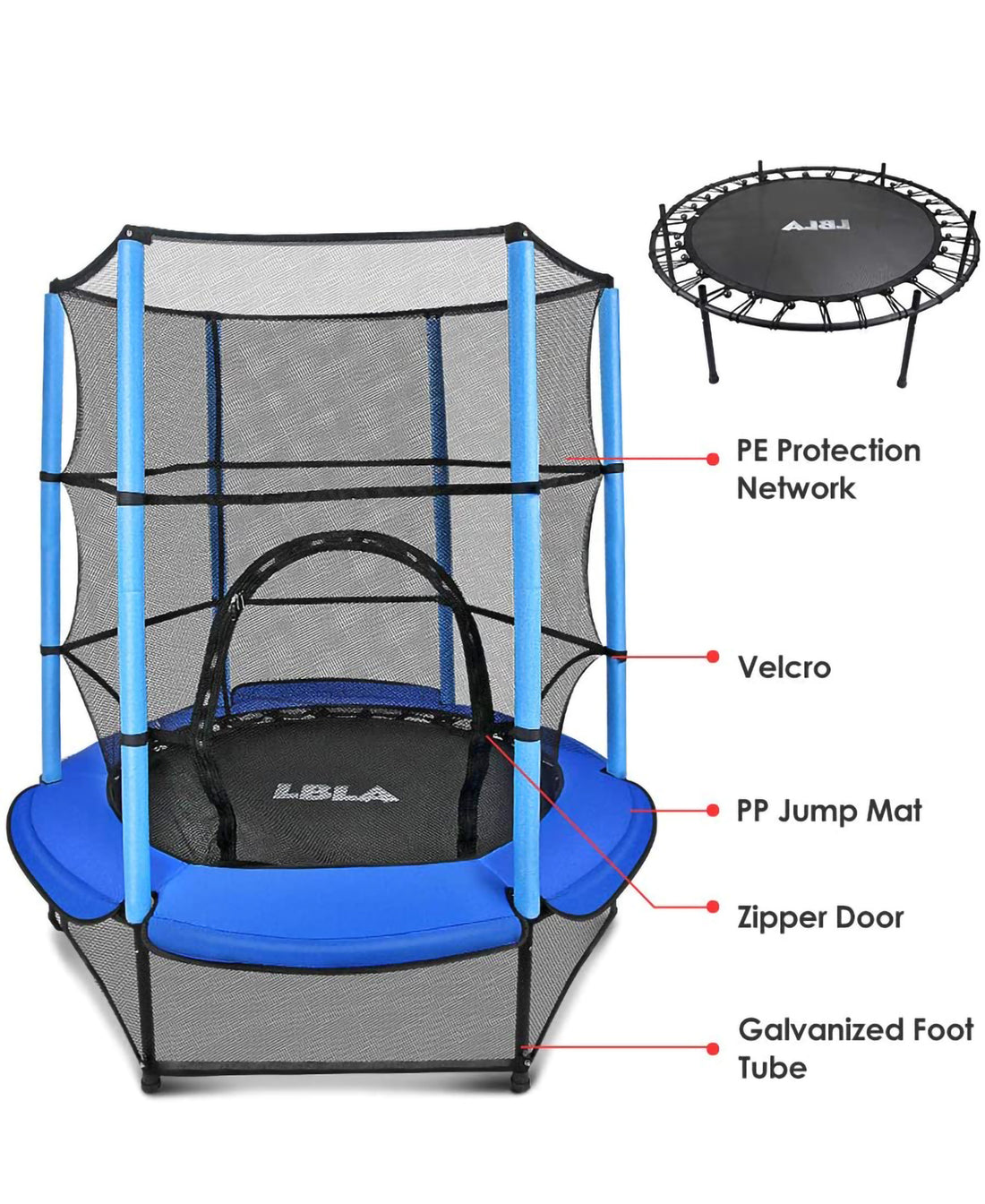 EALING BABY 55-Inch Trampoline with EnclosureNet -Mini Trampoline with Safety Pad and Springs -Toddler Trampoline with Heavy Duty 6 Legs -Trampoline for Kids& Toddlers -Outdoor/indoor Trampoline--Blue