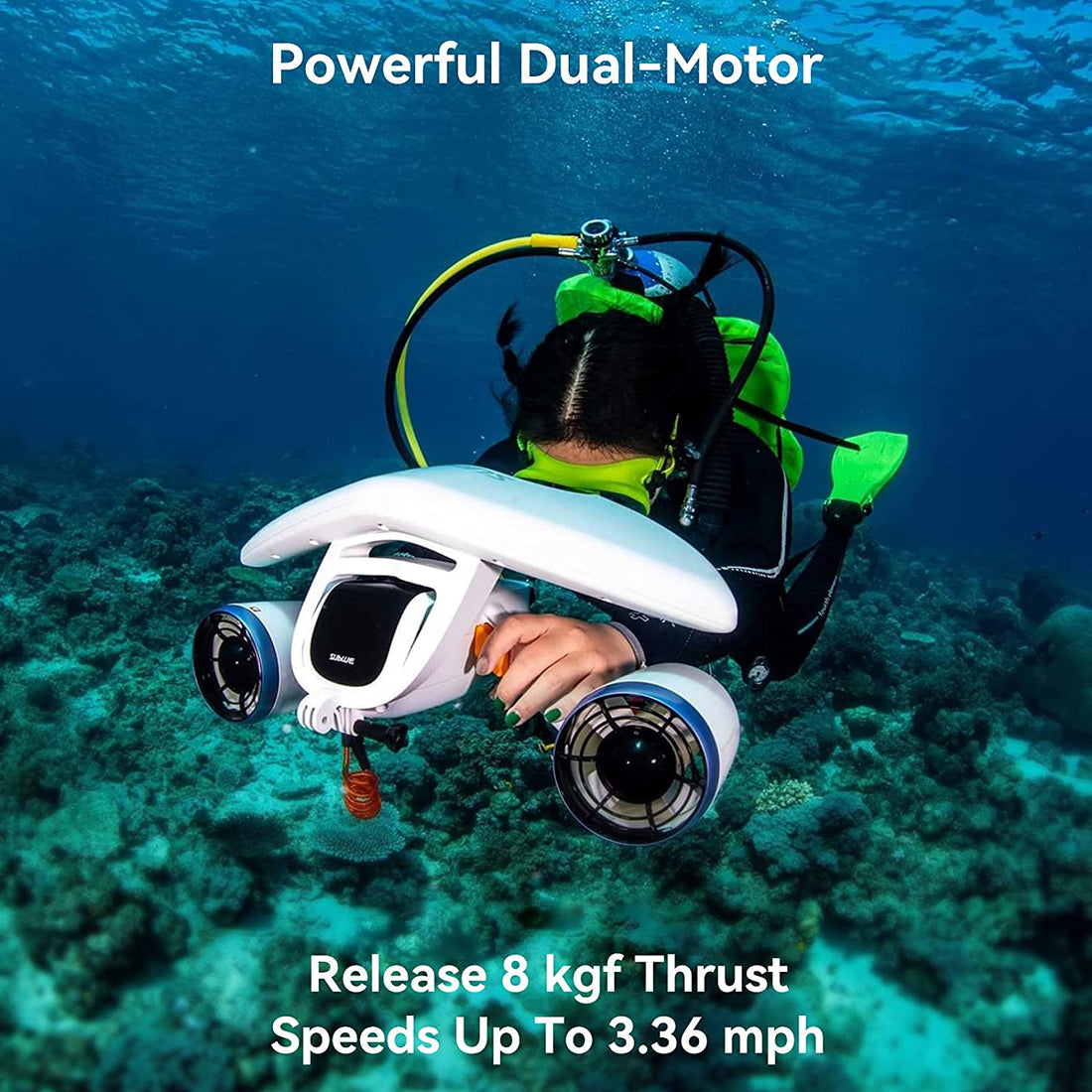 Sublue, Underwater Scooter , Compass and Camera Mount, Motor Scooter for Adults & Kids, Smart Scooter, Diving, Snorkeling, White