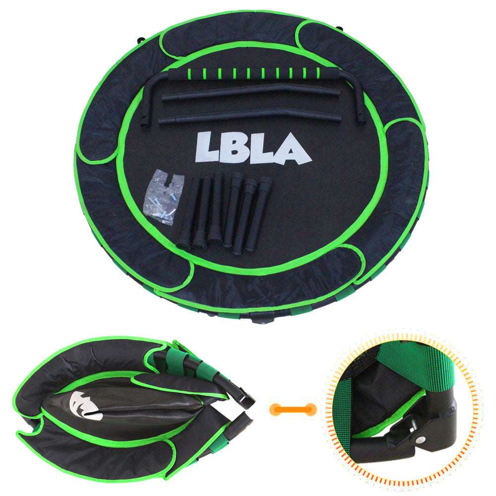 EALING BABY 36'' Kids Trampoline-Mini Trampoline With Foldable Bungee -Toddler TrampolineWith Rebounder Adjustable Handrail And Padded Cover -Black -Green Outdoor-Indoor TrampolineFor Exercise