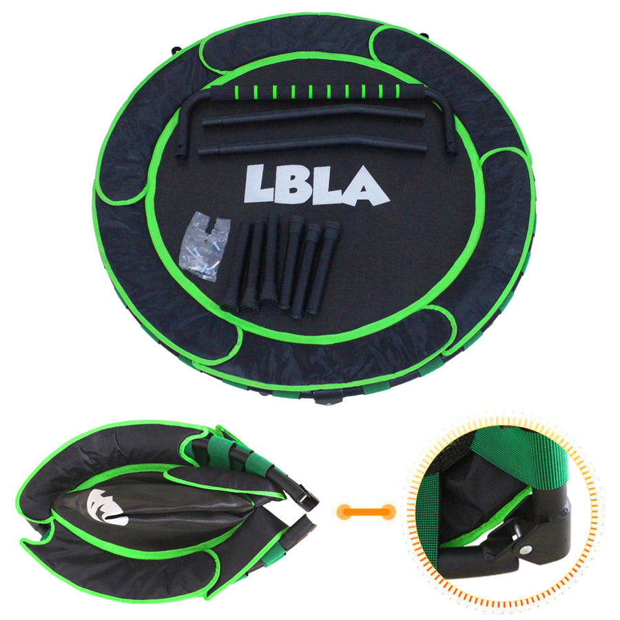 EALING BABY 36'' Kids Trampoline-Mini Trampoline With Foldable Bungee -Toddler TrampolineWith Rebounder Adjustable Handrail And Padded Cover -Black -Green Outdoor-Indoor TrampolineFor Exercise
